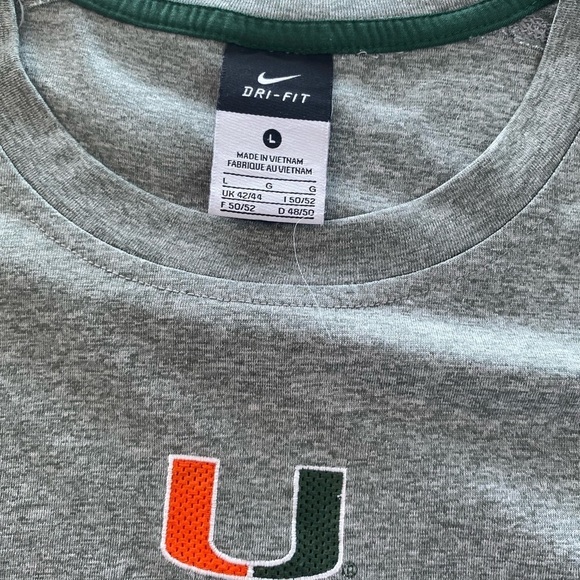 Miami Canes Nike Dri-fit Shirt size large (FN) - Picture 9 of 10